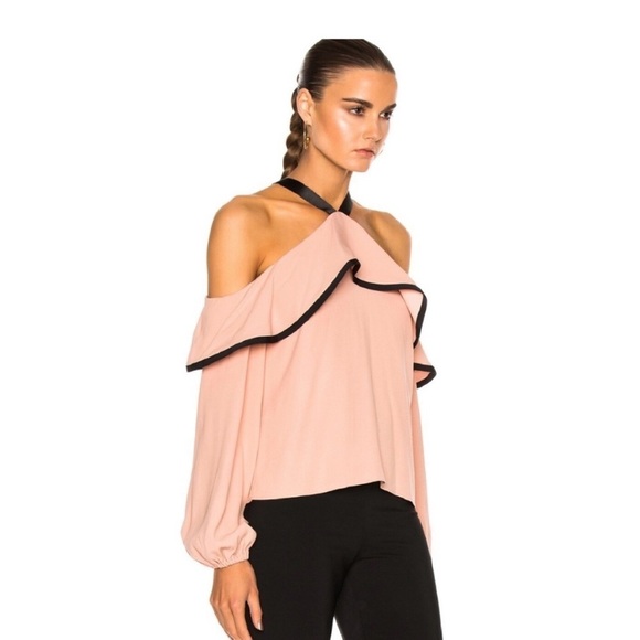 Alexis Malia pink ruffle cold shoulder top - Picture 2 of 13